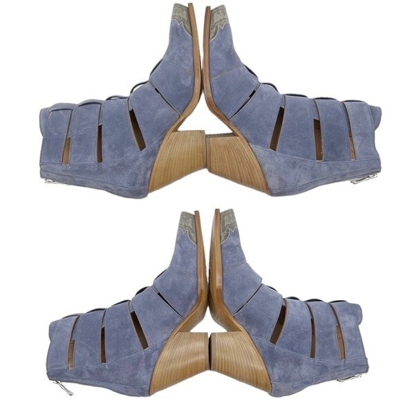 NWT Free People Brayden Fisherman Bootie Boardwalk Blue Suede Size 7.5 In Box - Picture 13 of 16